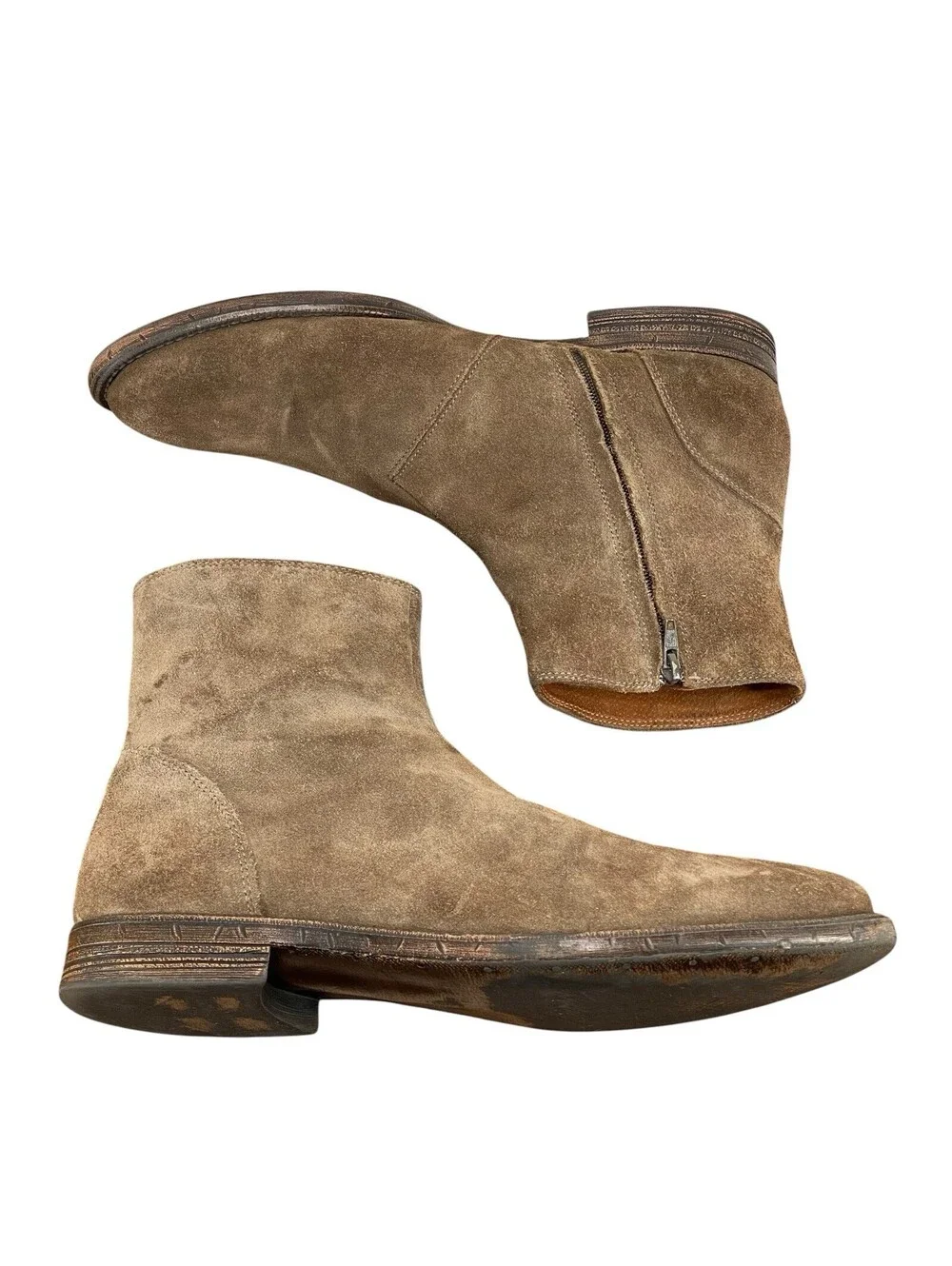 Robert Wayne Jacob Boots Men’s 11.5D Rust Brown Suede Side Zip Leather Portugal